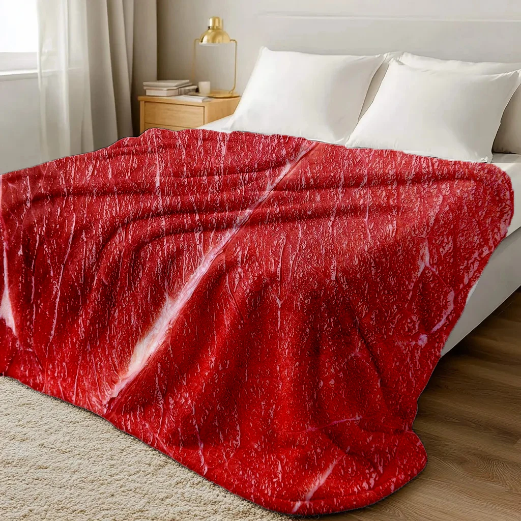 Food Beef  Fresh Meat Thin Blanket Blanket For Nap Time Sofa Bed Blanket As a gift for friends