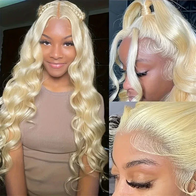 Perruque Lace Front Wig Body Wave brésilienne naturelle-Lumiere, blond miel 613, 13x4, 30 pouces, perruque Lace Frmetals, en vente, pour femmes