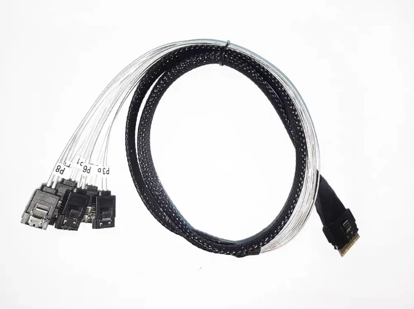 High Quality Internal SlimSAS SFF-8654 to 8 x SATA Breakout Forward Cable 1M