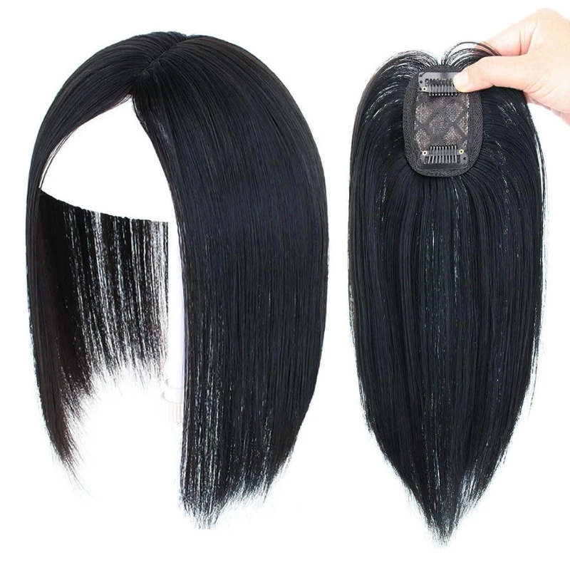 Fashion Head Wig Piece Simulation Hair Volume Increase Middle Parting Straight Hair Block One Piece Wigs for Women Daily Use