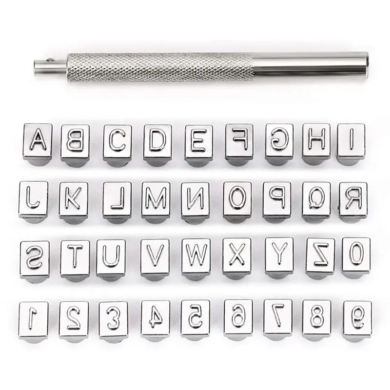 

PORK-Capital Letter And Numbers Stamp Set- Leather Craft Stamping Tools 4Mm Alphabet Stamp Tools Set