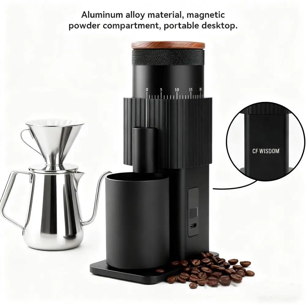 

CF WISDOM Portable Electric Coffee Grinder Upgraded Version 402 Stainless Steel Grind Core Adjustable Coarse for Home Camping