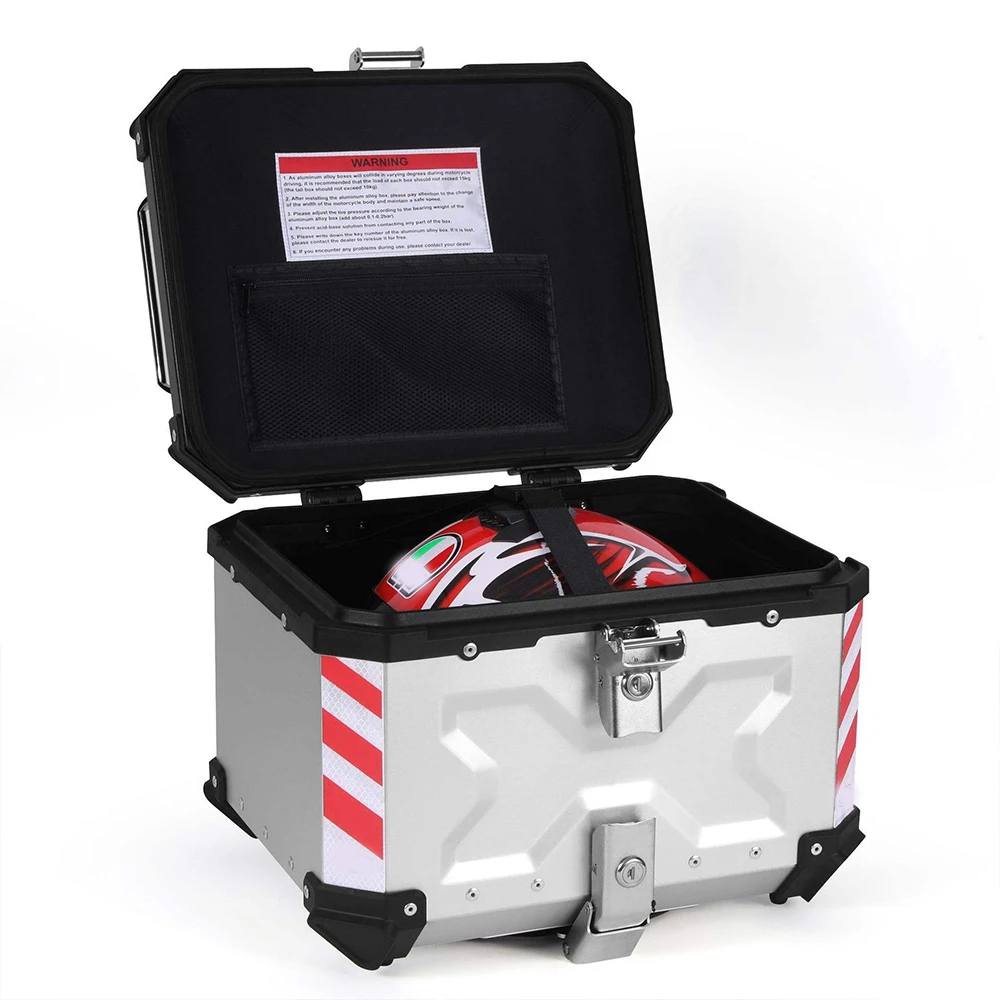 2023 Hot Sale 45L 55L Universal Motorcycle Aluminum Rear Trunk Luggage Case Waterproof Tail Box Storage Box