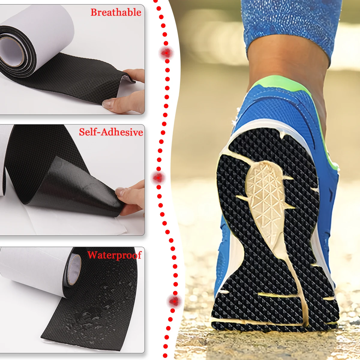 5/10cm Sole Anti Slip Strong Sticker Wear-Resistant Self-Adhesive Sound Absorbing Patch Sports Leather Shoe Damage Repair Tape