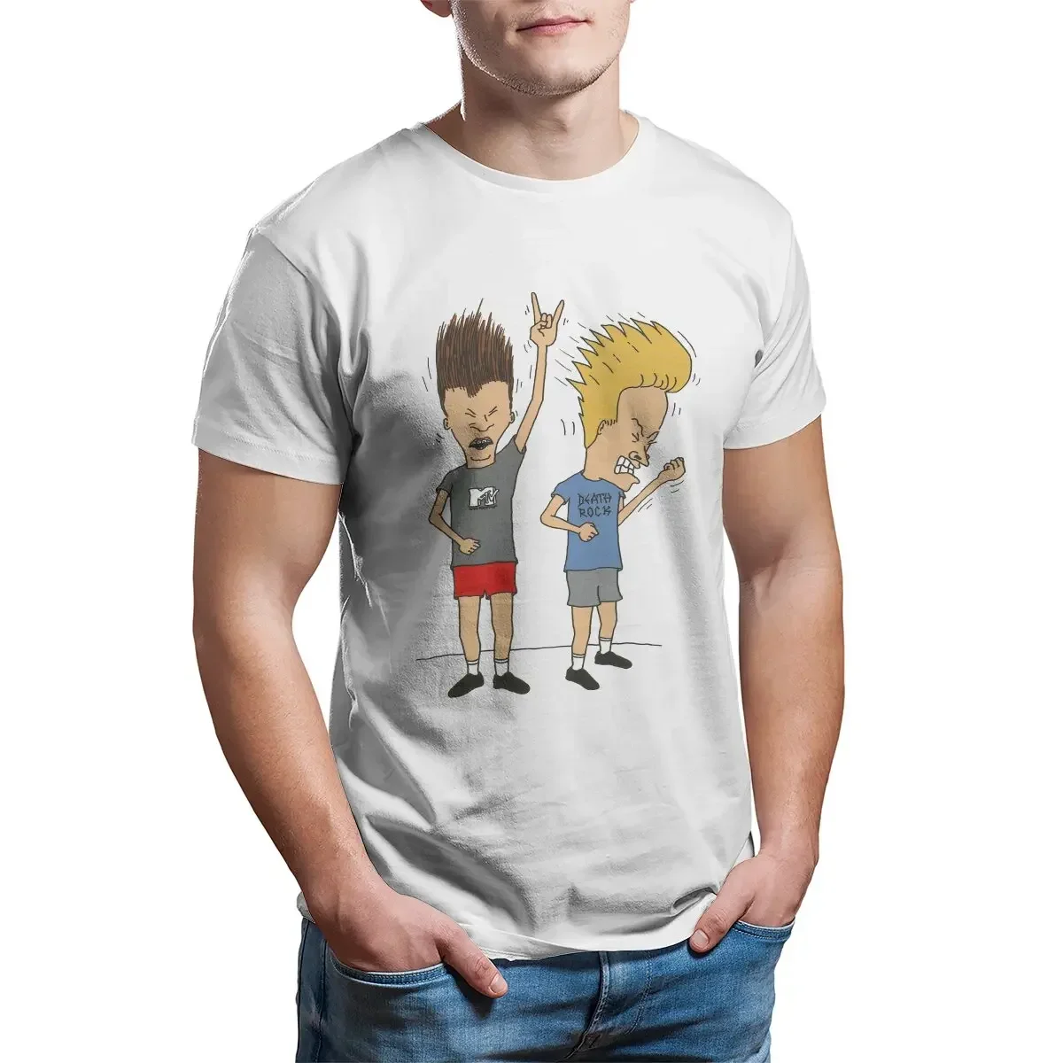 Beavis and Butthead Funny Sarcastic Cartoon Rock Tshirt Graphic Men Tops Vintage Summer Clothing Harajuku Polyester T Shirt new