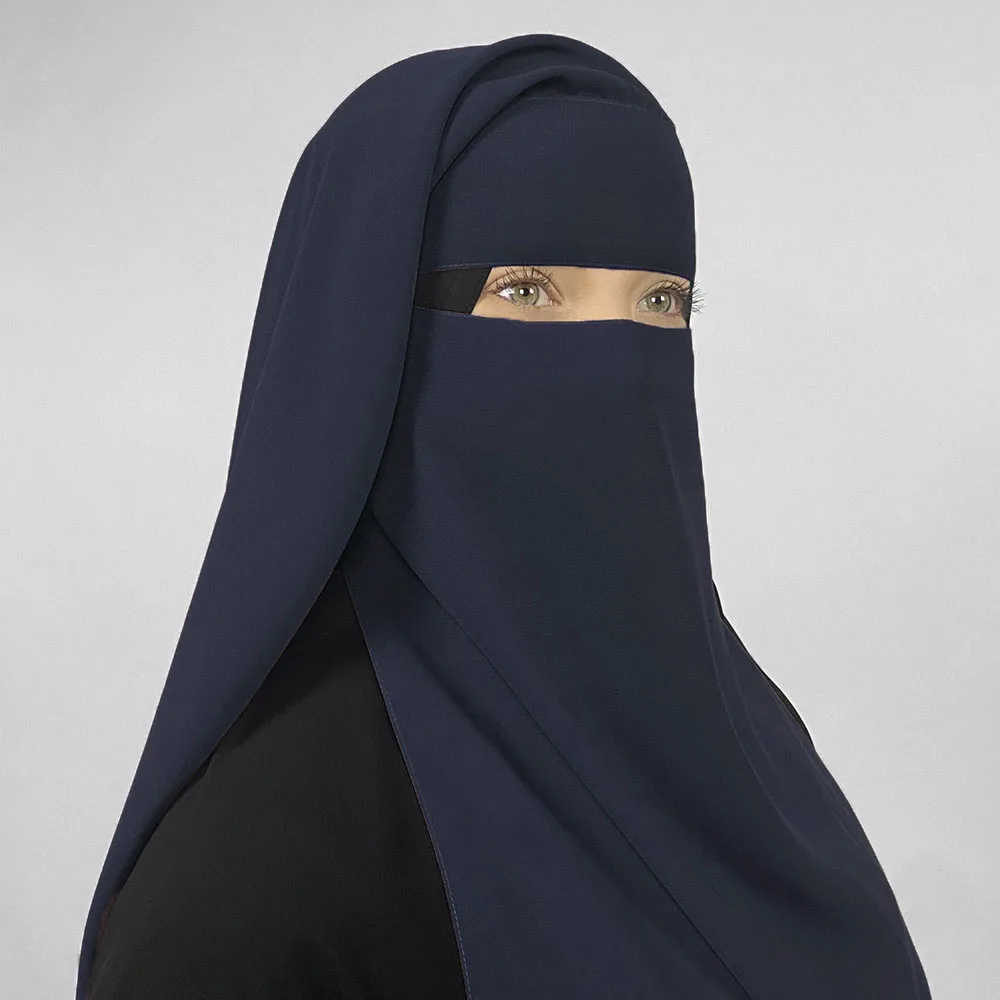 Niqab Hoge Kwaliteit Chiffon Lichtgewicht Ademend Gezicht Cover Sluier Eid Ramadan Moslim Vrouwen Groothandel Ronde Rug Lange Hijab