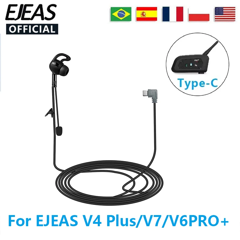 EJEAS Type-C Interface In-Ear Referee Headset Suitable For V4 Plus/V7/V6PRO+ Motorcycle Helmet Bluetooth Intercom