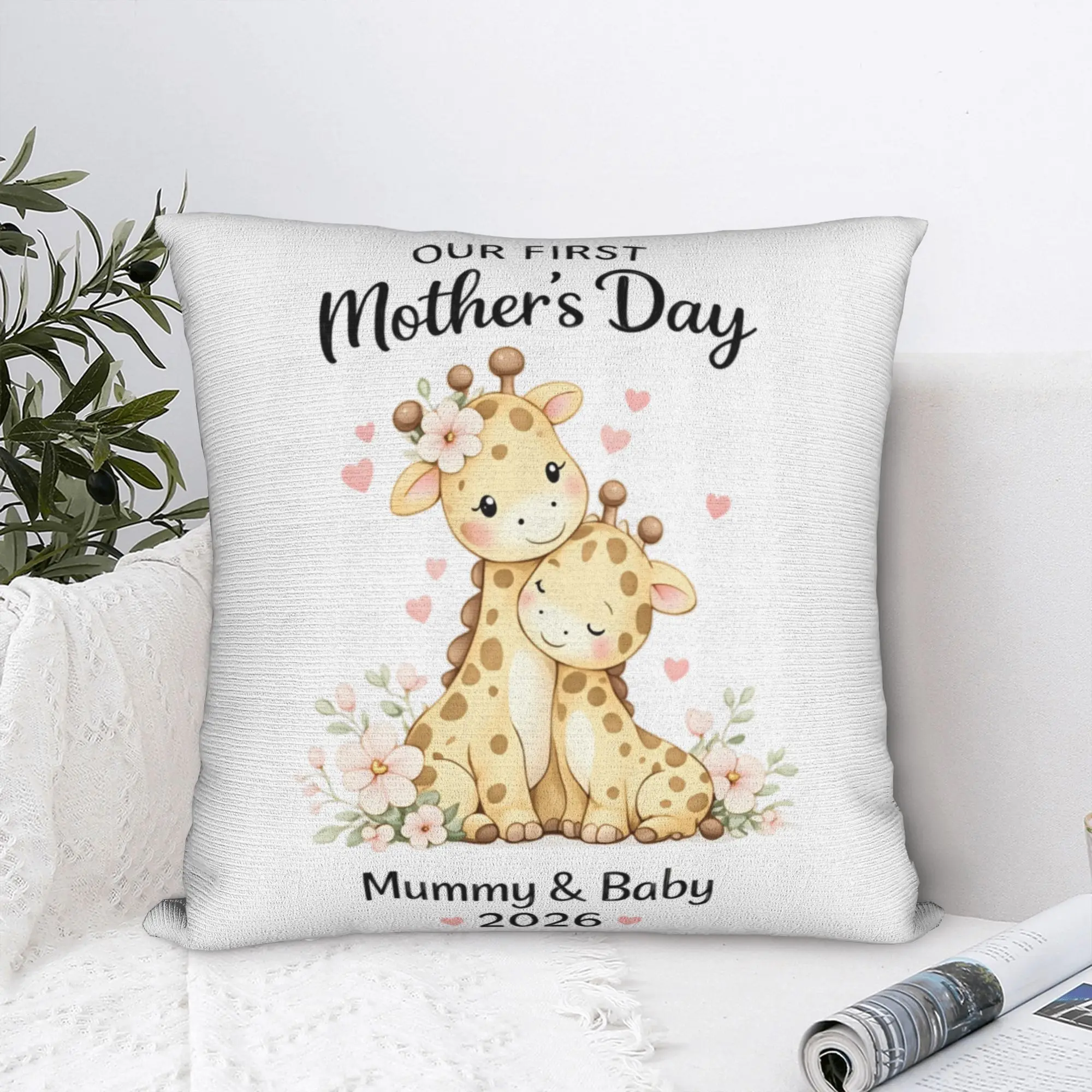 Our First Mothers Day Together Pillow Cover  Retro Trendy Pillow Case For Couch Sofa Bedroom Comfy Cushion Cover Gift