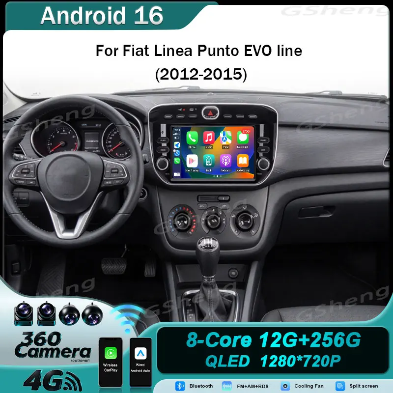7'' Android 16 Car Radio for Fiat Linea Punto EVO line 2012-2015 Multimedia Player Touchscreen GPS Navi Wireless CarPlay Android
