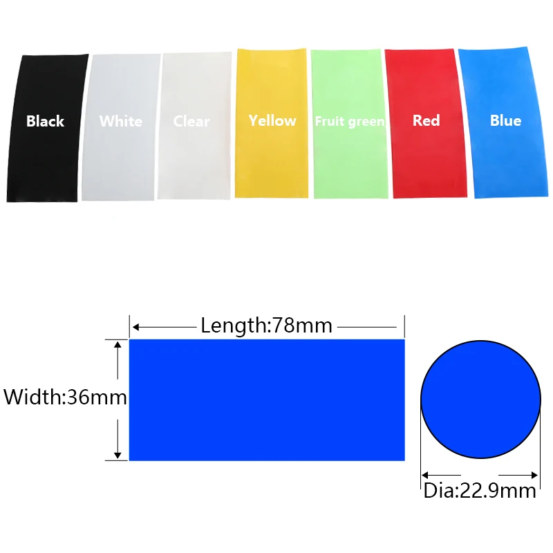 50/300pcs 21700 Battery Wrap Heat Shrink Tube Precut 36mmx78mm PVC Insulation Sleeve for Lithium Battery Protection Wrapping
