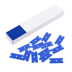 Plastic Razor Blade Raspador, Glass Glue Cleaner Remover, Double Edge Knife Substituição, Blue Car Tinting Tool, 50Pcs, 100Pcs