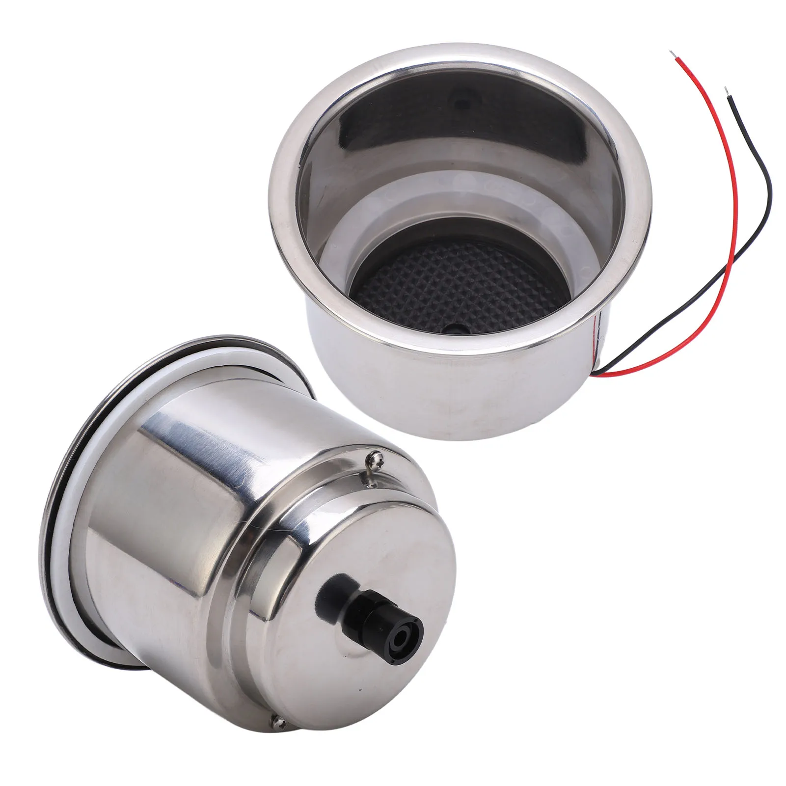 2PCS Luminous Cup Holder Insert 8 LEDs 304 Stainless Steel Green with Drain Hole for Marine Boat Car Accessories