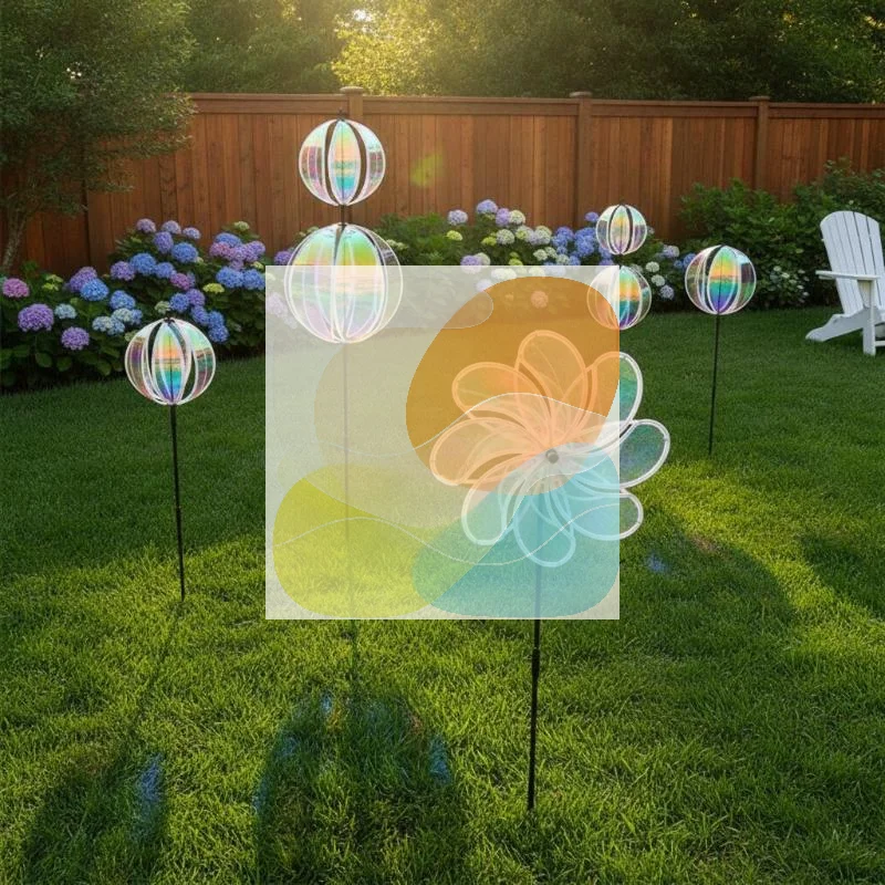 Colorful Reflective Ball Windmill Durable Eco Friendly Plastic Wind Spinner for Lawn Yard Patio Outdoor Home Garden Decor