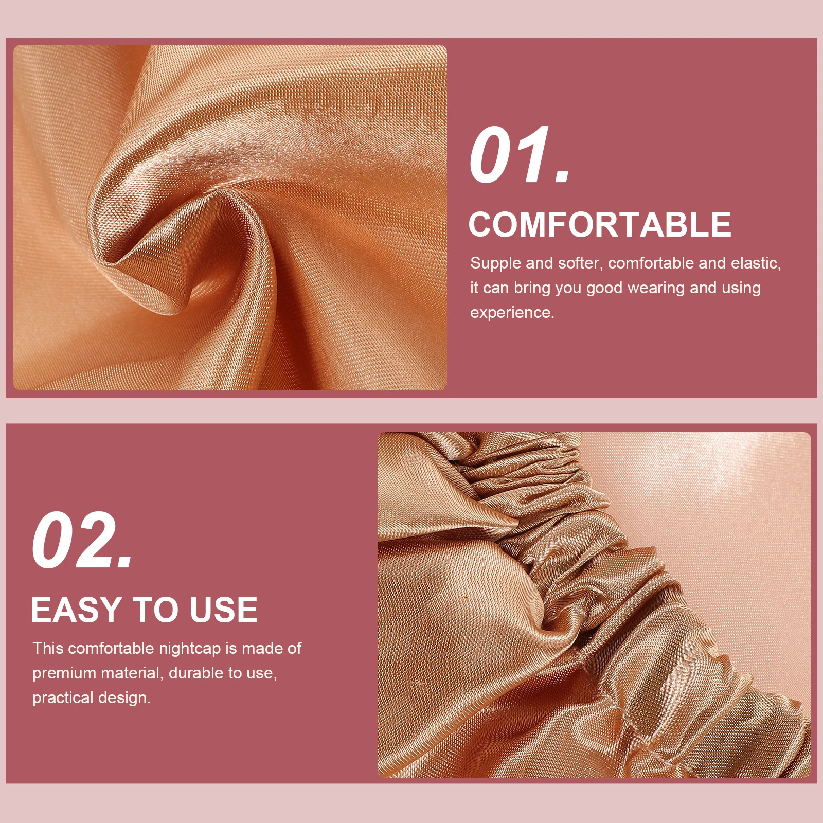 

2Pcs Satin Sleeping Bonnet Adjustable Elastic Shower Caps Suitable for Long Natural Hair Braids Curl Protect Hair Moisture