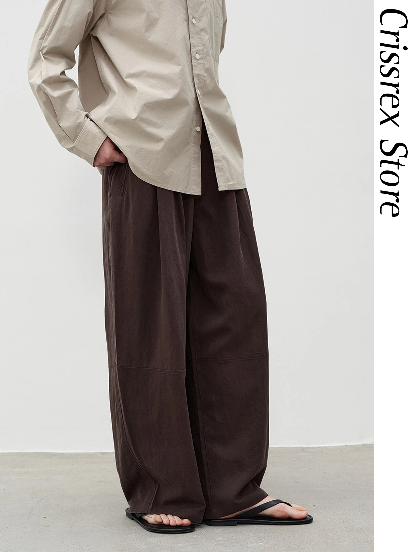 

Contrafiend Lyrca Casual Pants Men's Loose Fit Straight Leg Trousers Commute Drapey Balloon Long Pants Fashionable Casual