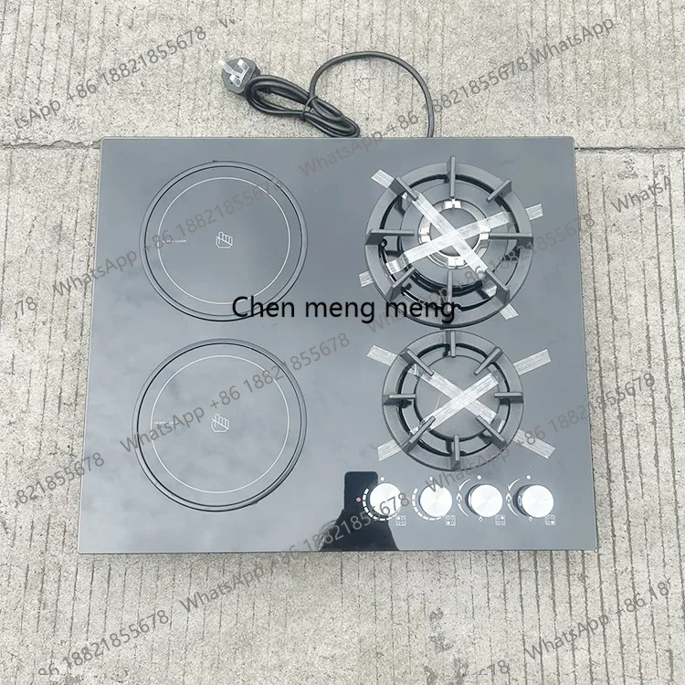 

D1502 gas 2 electric embedded black tempered glass stove, kitchen household stove