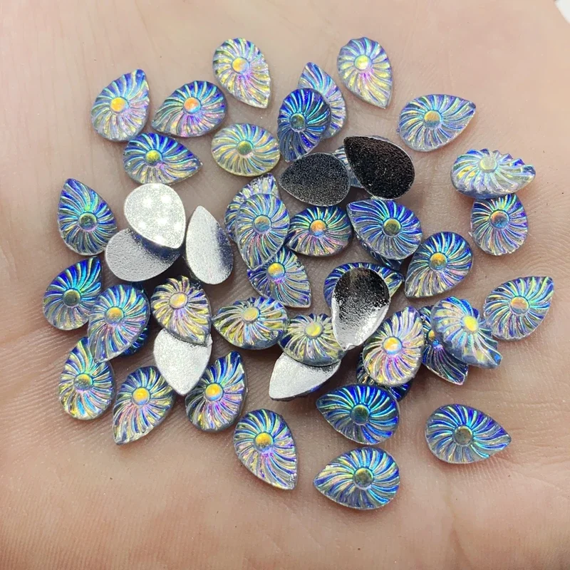 6*9mm AB Crystal Flat Back Water drop Rhinestones Resin Gems Glue Beads Non Sewing Crystal Stones for DIY Crafts 80pcs -HE24