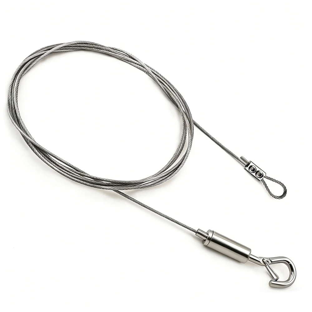304 Stainless Steel Wire Rope Sling Kit Adjustable Lock Hook 1.5-4mm Cable for Lifting Picture Frame Billboard & Light Hanging