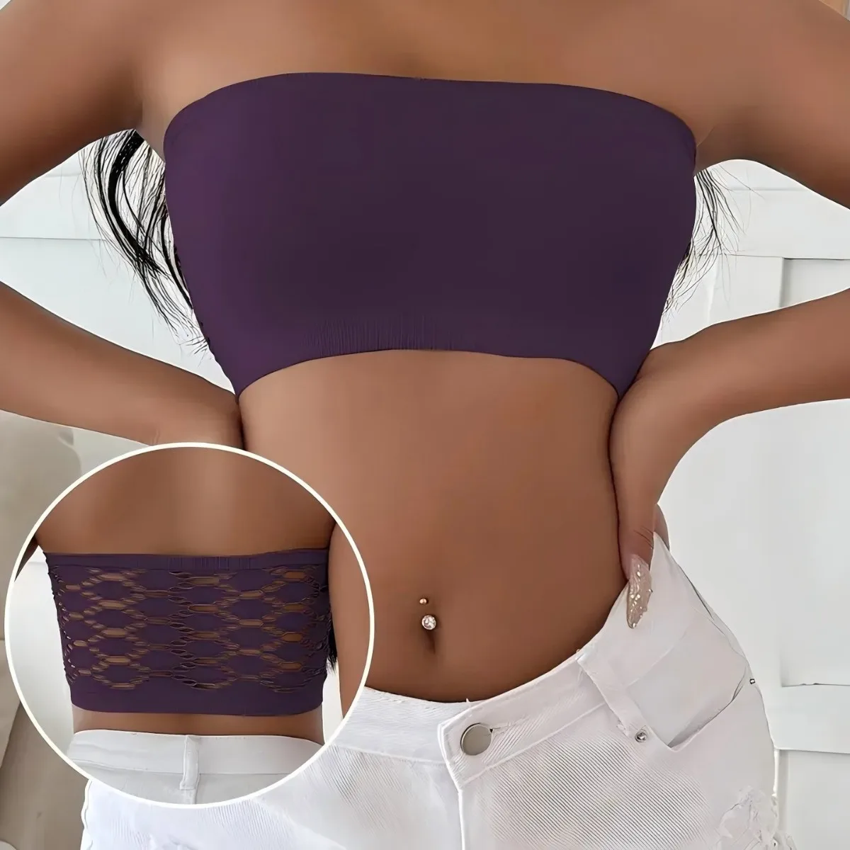 Lace Mesh Hollow Out 2 Pieces Set for Woman Summer Sexy Beach Outfits Gym Shorts Tube Top 2 Pieces Set for Woman Cheap Clothes