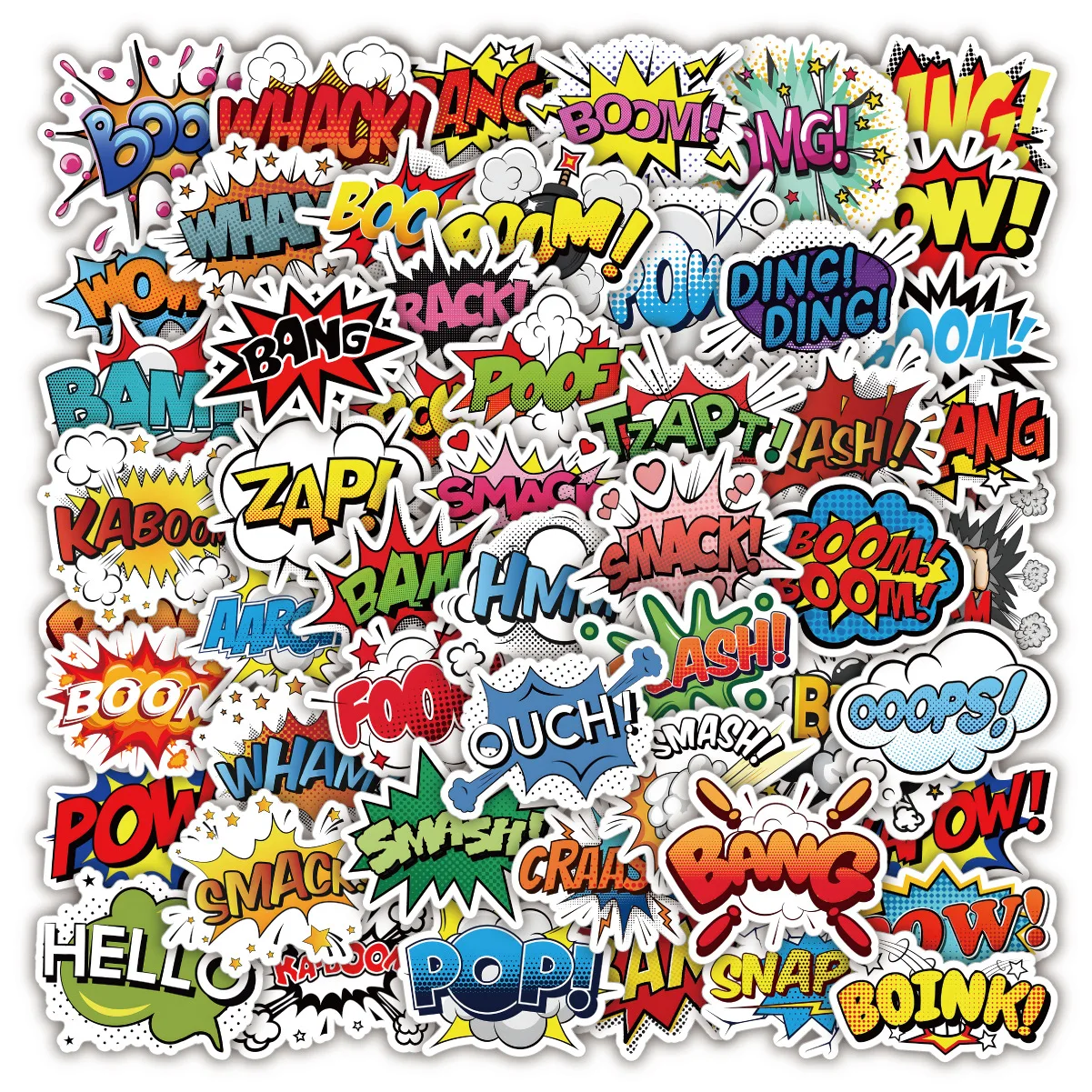 

10/30/50/100pcs Wow Logo Cartoon Graffiti Stickers Scrapbook Laptop Funny Kids Toys Phone Motorcycle Decal Decor Pvc Stickers