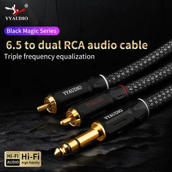 YYAUDIO 6.35mm to 2 RCA Jack Cable Male to Male Stereo Cable Gold Plated AUX Audio Cable For Music Amplifier Line Mixer Speakers
