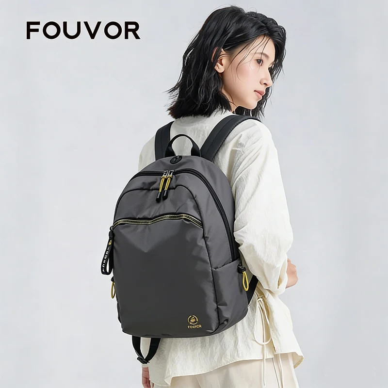 

Fouvor Lightweight Nylon Backpack Multiple Zippers Adjustable Padded Straps Bags Fashion Travel Student School Backpacks 2930-03