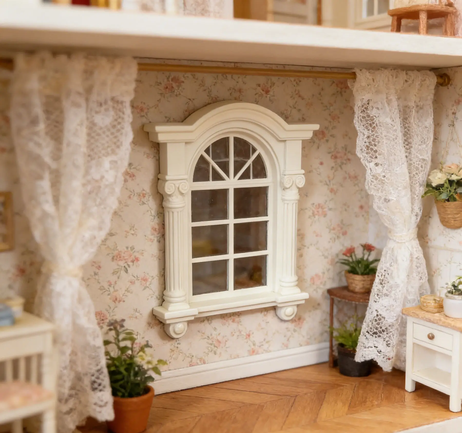 1:12 Scale Gothic Arched Window, Miniature European Retro Style Accessory, Dark Aesthetic Decor for Dollhouse Diorama Scene