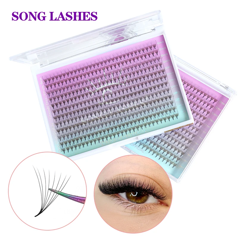 Song Lashes-3D 4D 5D 6D 7D 8D 메가 트레이, 12 라인 속눈썹 긴 줄기 프로메이드 볼륨 속눈썹 연장 C/D 컬 메이크업 제품 