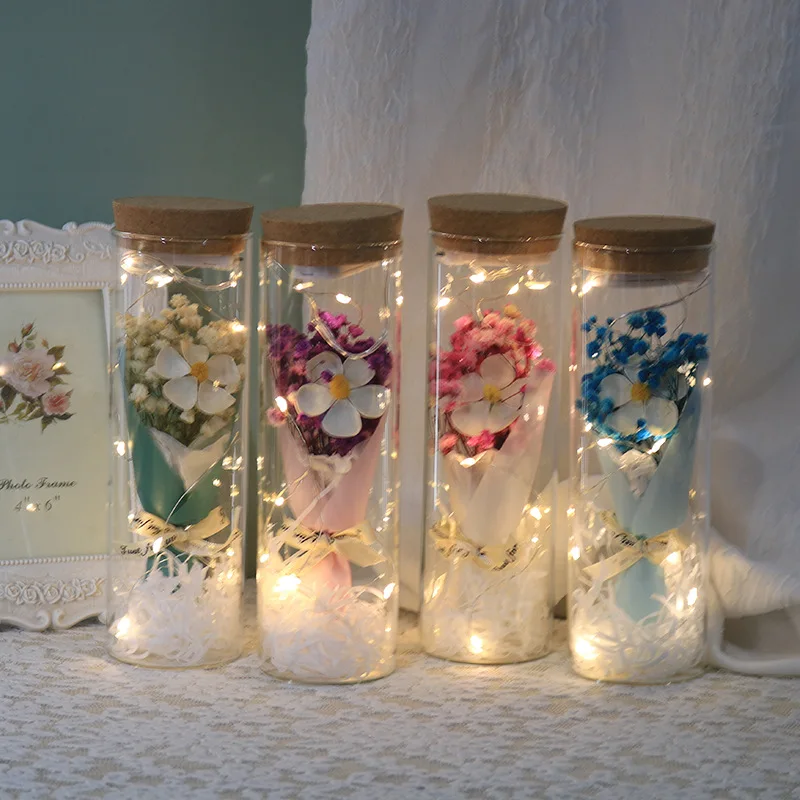 Wedding LED Enchanted Galaxy Babysbreath Eternal Flower With Light in Glass Bottle Babysbreath Dried Flower Valentine's Day Gift