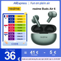 Global Version realme Buds Air 6 Wireless Earphone 50dB Active Noise Cancellation Bluetooth 5.3 Up to 40 Hours Battery Life