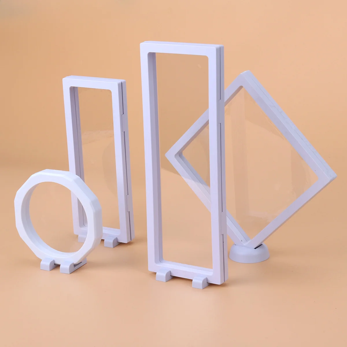

Clear Plastic Jewelry Display Stand 3D Floating Frame 11x30cm for Aa Coins Desktop Case Jewelry Display Box