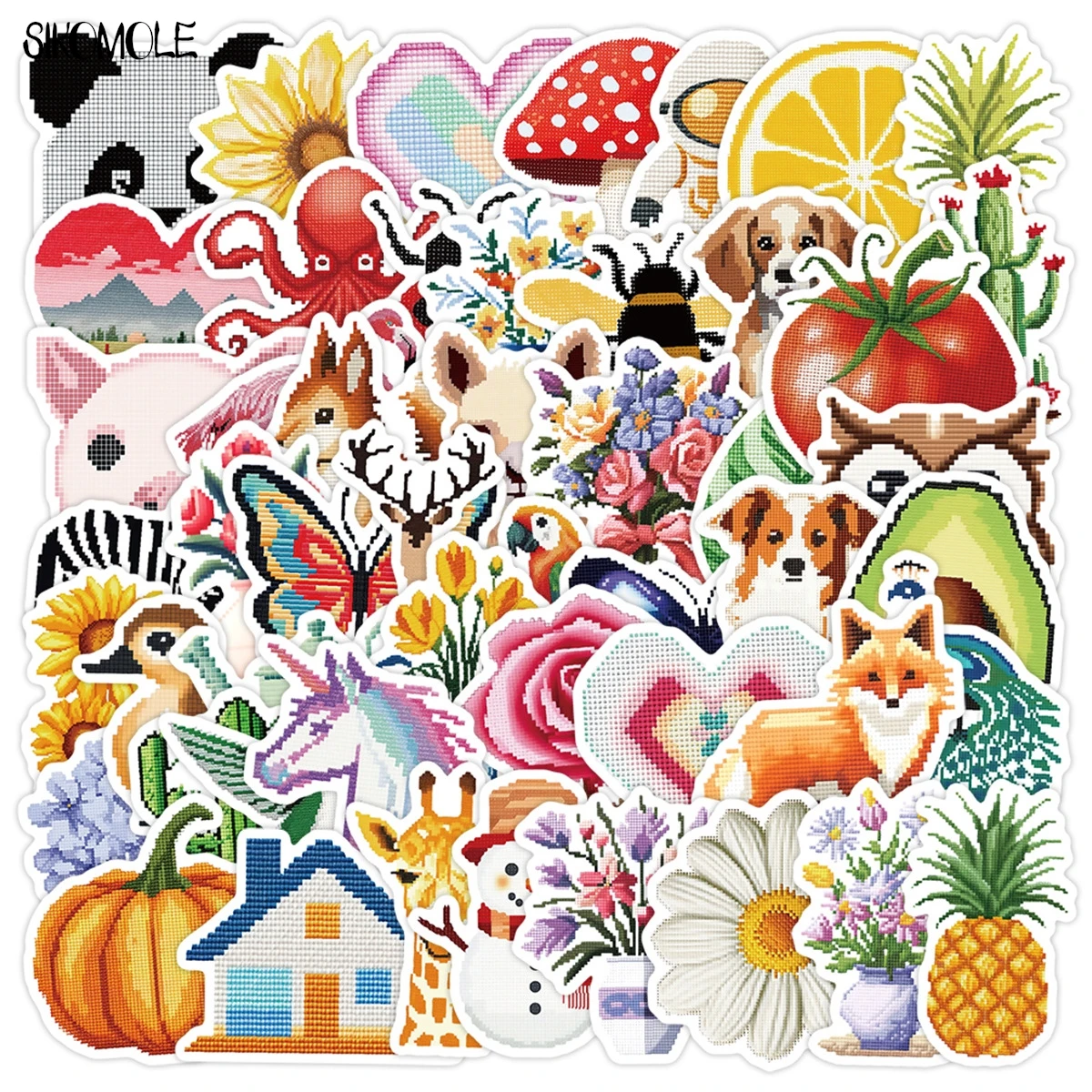 

10/30/50 шт., милые пиксельные животные, ПВХ, граффити, наклейки, эстетические украшения «сделай сам», детские игрушки, дорожная наклейка для багажа, набор наклеек