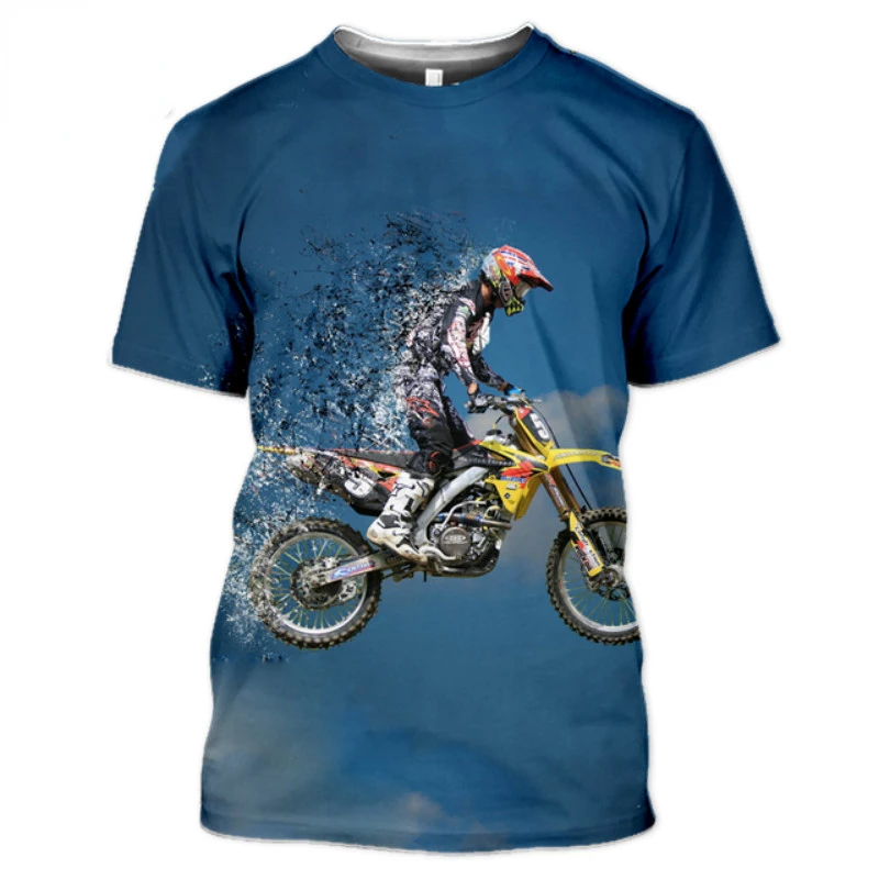 Summer Men\'s T-shirt Motocross Racing 3D Printed Shirt Casual Fashion Motorcycle Short Sleeve Street Trend Large Size O Neck Top