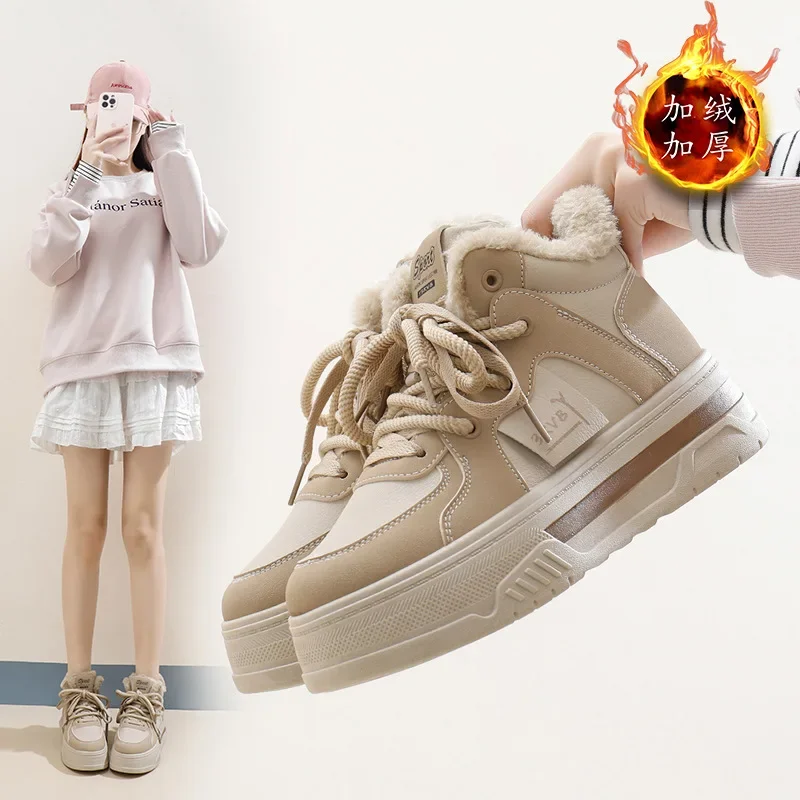 Nuevos zapatos de suela gruesa con cordones para mujer, calzado deportivo informal de caña alta