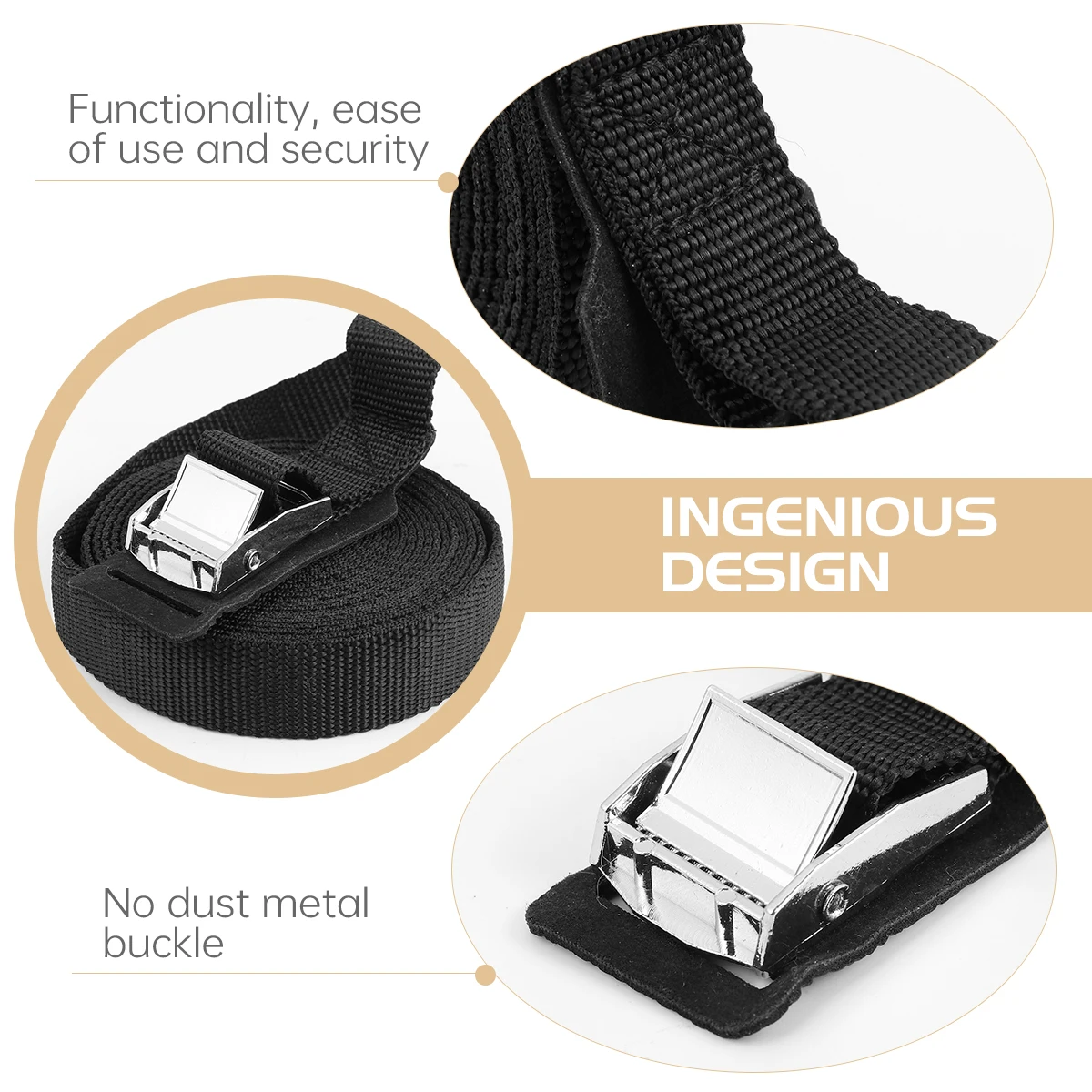 

2pcs No Dust Metal Buckle Cam Cargo Binding Straps Quick Release Tie Down For Kayak Boat Paddle Board Luggage Motorcycle Trunk