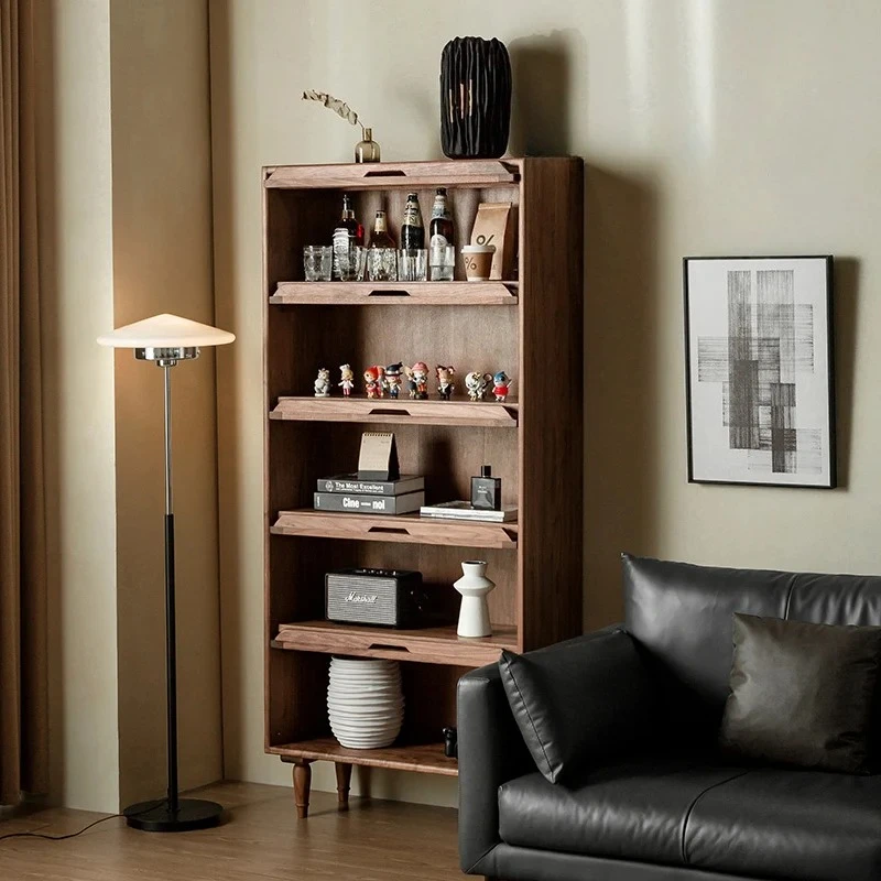 Nordic Solid Wood Antique Bookcase Household Minimalist Storage Cabinet