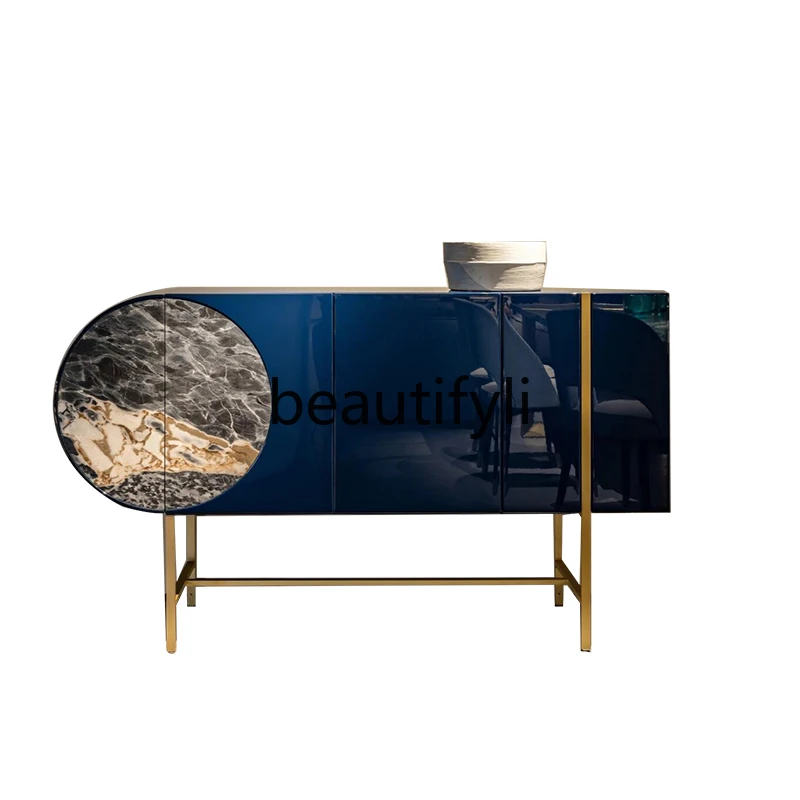 

Italian light luxury dining side cabinet creative high-end paint side cabinet stainless steel entrance cabinet customization