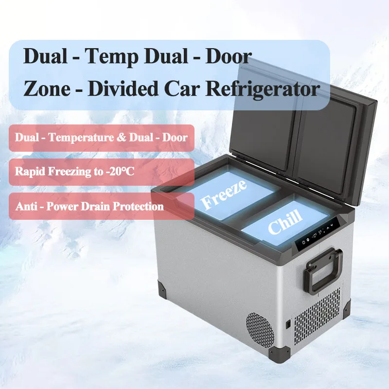 35L 45L 55L Dual Zones Compressor Cooling Mini Freezer 12V 24V Mini Fridge Car Refrigerator with Handle