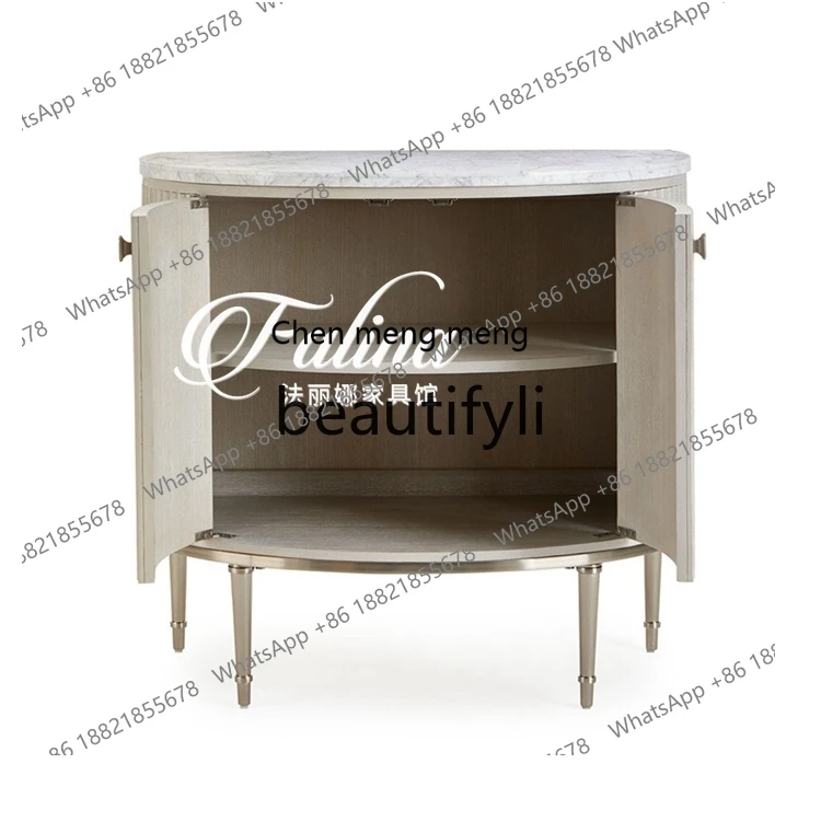 Американский современный светлый роскошный шкаф на крыльце из массива дерева, мрамора, полукруглый декоративный шкаф для гостиной, шкафчик на заказ H