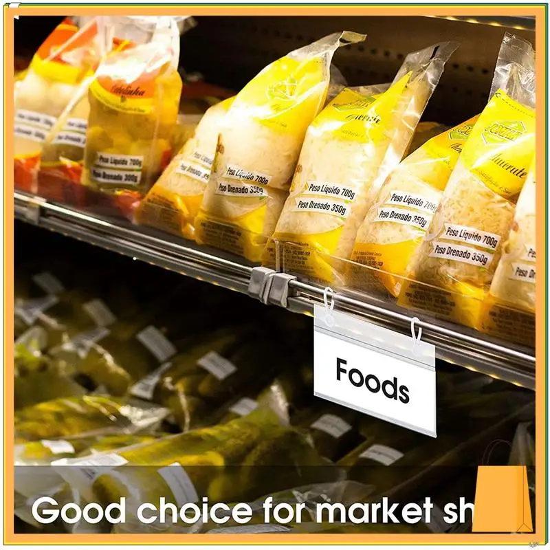 L53A-160 個プラスチックバスケットラベルホルダー値札チケットハンガークリップボタンデザインロック閉鎖市場食料品