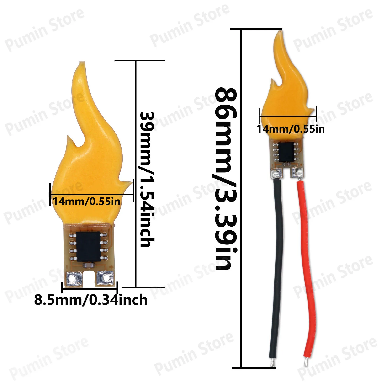 LED New Candle Light Bead DC5V Warm Yellow 1800K 20mA Suitable For Retro Candle Flame Light Bead Bulb Lamp Beads With Wires