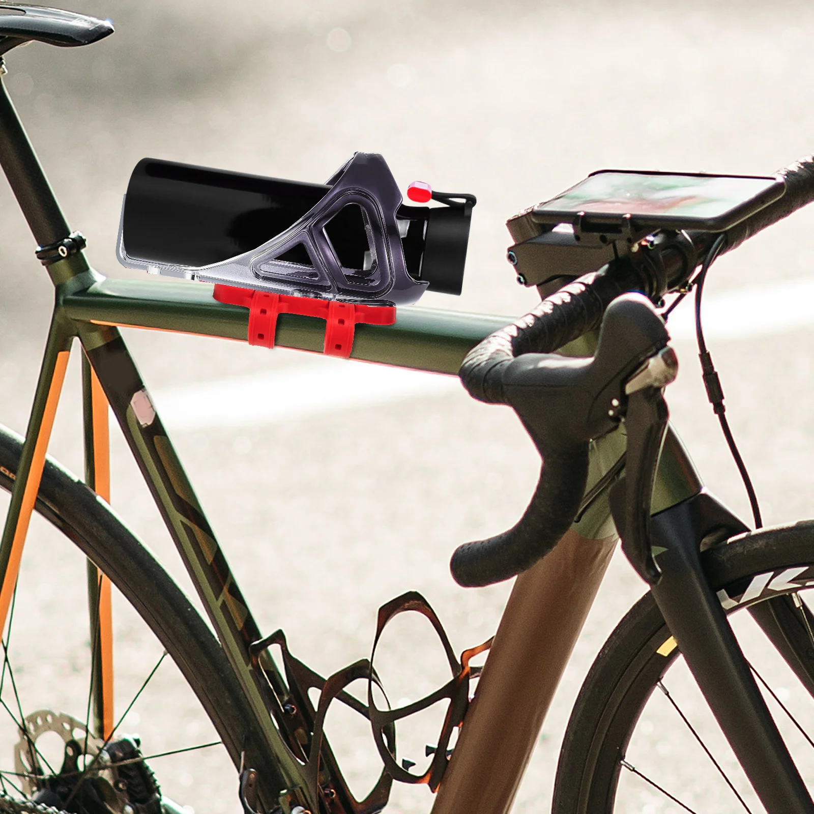 

1 Set Bike Water Bottle Holder Silicone Mount Base Strap No Screw Sturdy Stretchable Universal Fit For Bicycle Stroller Easy