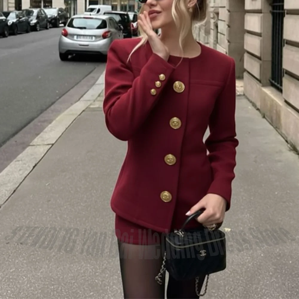 Classic O-Neck Women's Suit Single Breasted Solid Color Female Outfit Jacket With Short Pants Modern Style Casual Clothes Set