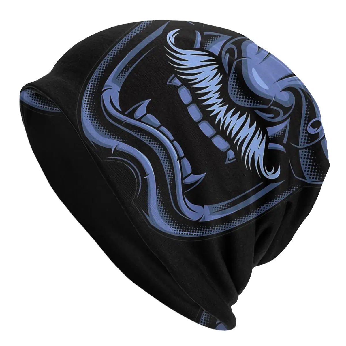 Blue Samurai Mask Of The Avenging Lord Washed Thin Bonnet Outdoor Casual Beanies Protection Men Women Hats