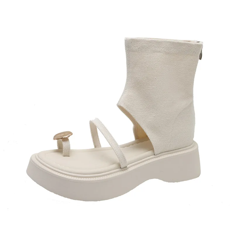 2024 Summer New French High-grade Platform Sandals for Women with Skirt Fried Street Retro Trousers Short Boots Sandals