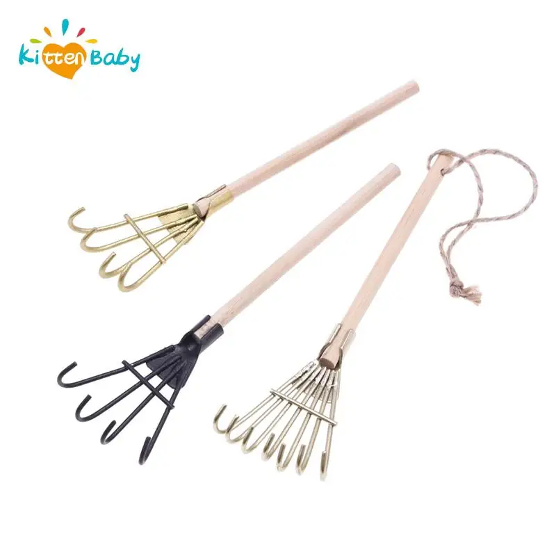 1/12 Scale Mini Iron Rake Garden Farm Tool Model Doll Life Scene Dollhouse Miniature Accessories Decoration Doll House Toy