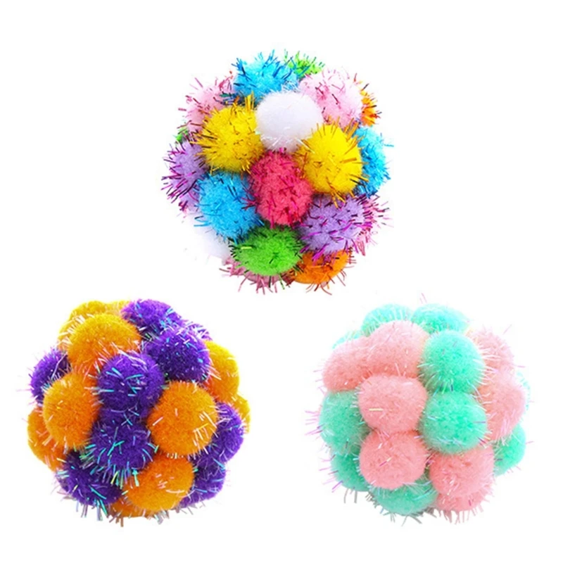 PomPoms with Bells- Cats Toy Cats Toy Balls Soft Colorful Pom Balls