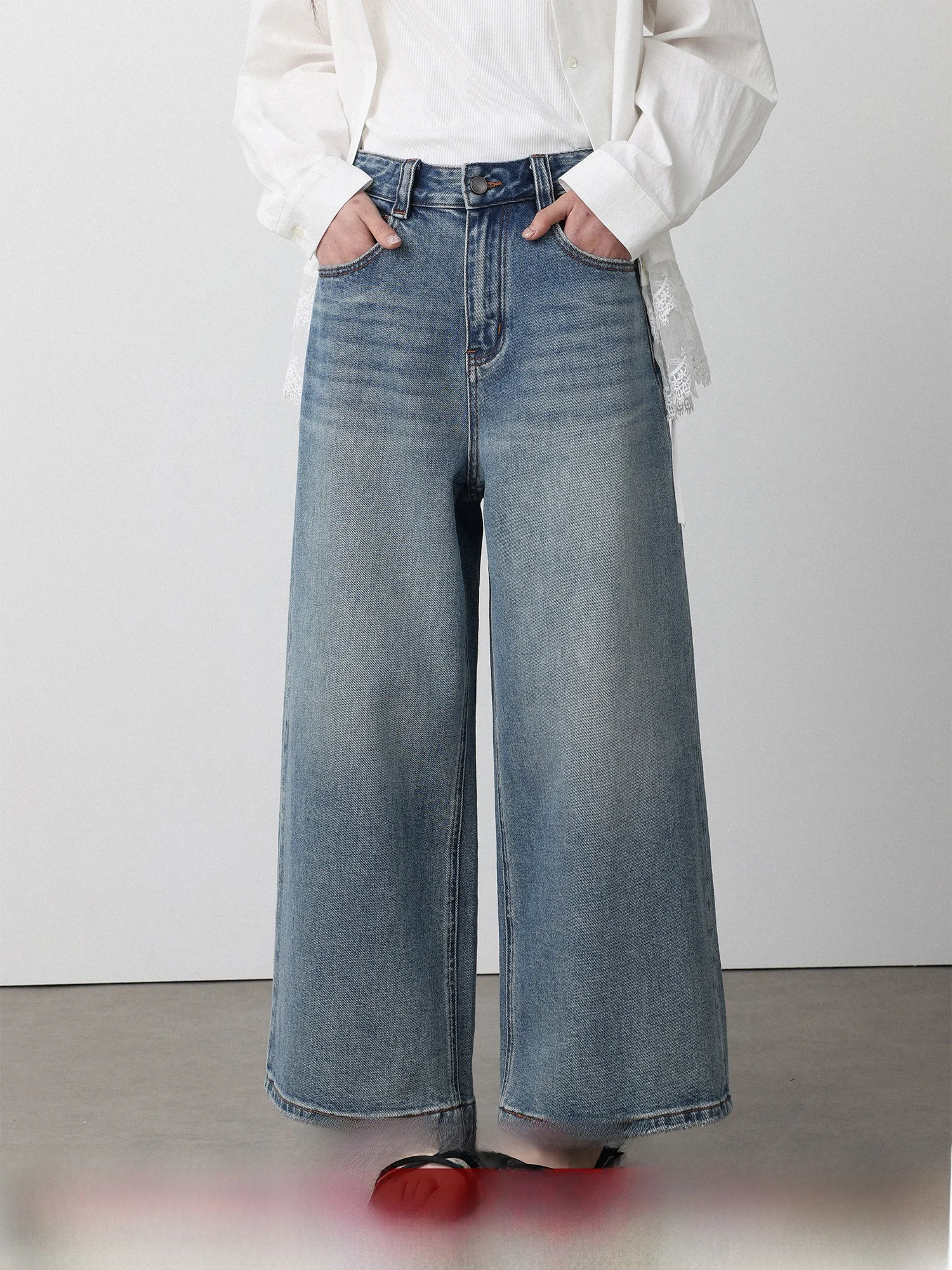 

LowCalorie Vintage Blue High Waist Straight Leg Nine Inch Casual Jeans Spring Autumn Sle ket Detail NonStretch Ladies Jeans