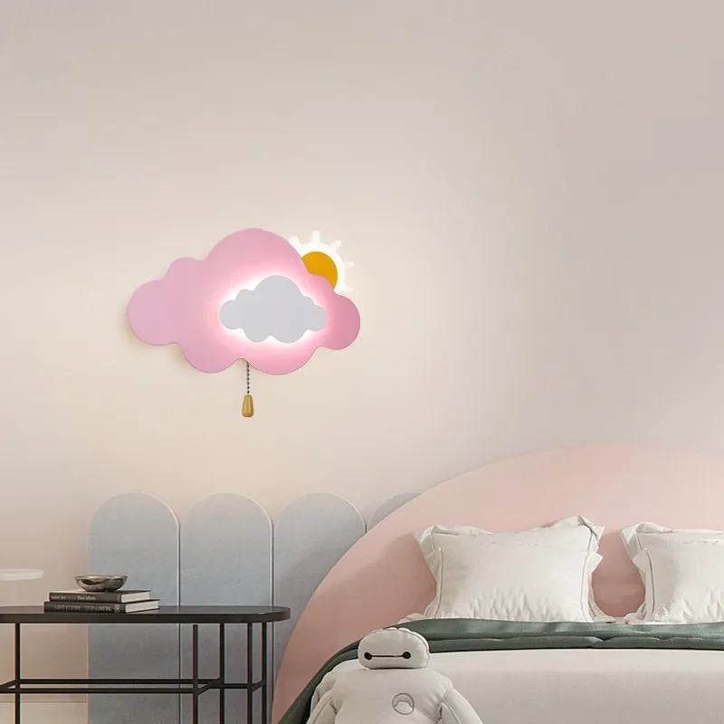 Imagem -02 - Minimalista Modern Cloud Lâmpadas de Parede Quarto das Crianças Abajur Berçário Quarto do Bebê Menina Menino Quarto