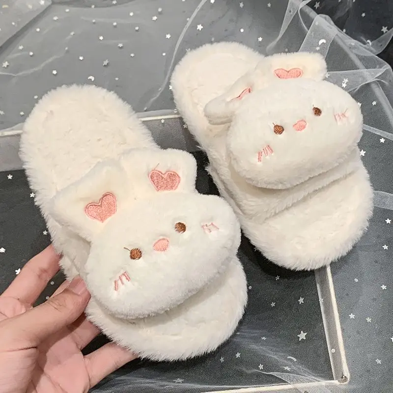 Comfortable Cute Fluffy Cartoon Kids Outdoor Slippers 2026 Winter New Girls Flat Indoor Cotton Slippers